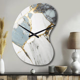 Abstract Geode Gold And White Marble I - Asymmetric Metal Wall Clock