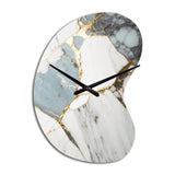 Abstract Geode Gold And White Marble I - Asymmetric Metal Wall Clock