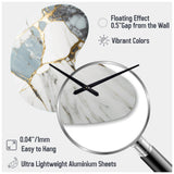 Abstract Geode Gold And White Marble I - Asymmetric Metal Wall Clock
