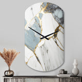 Abstract Geode Gold And White Marble I - Asymmetric Metal Wall Clock