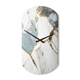 Abstract Geode Gold And White Marble I - Asymmetric Metal Wall Clock
