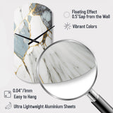 Abstract Geode Gold And White Marble I - Asymmetric Metal Wall Clock
