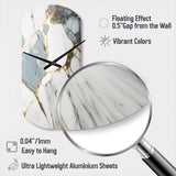 Abstract Geode Gold And White Marble I - Asymmetric Metal Wall Clock
