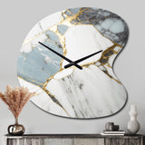 Abstract Geode Gold And White Marble I - Asymmetric Metal Wall Clock