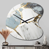 Abstract Geode Gold And White Marble I - Asymmetric Metal Wall Clock