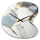 Abstract Geode Gold And White Marble I - Asymmetric Metal Wall Clock