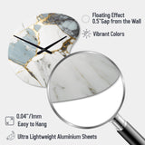 Abstract Geode Gold And White Marble I - Asymmetric Metal Wall Clock