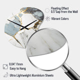 Abstract Geode Gold And White Marble I - Asymmetric Metal Wall Clock