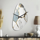 Abstract Geode Gold And White Marble I - Asymmetric Metal Wall Clock