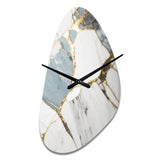 Abstract Geode Gold And White Marble I - Asymmetric Metal Wall Clock