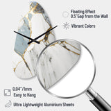 Abstract Geode Gold And White Marble I - Asymmetric Metal Wall Clock