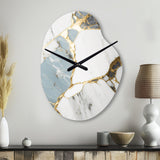 Abstract Geode Gold And White Marble I - Asymmetric Metal Wall Clock