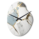 Abstract Geode Gold And White Marble I - Asymmetric Metal Wall Clock