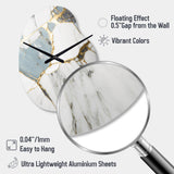Abstract Geode Gold And White Marble I - Asymmetric Metal Wall Clock