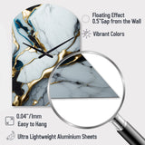 Abstract Geode Gold And White Marble II - Asymmetric Metal Wall Clock
