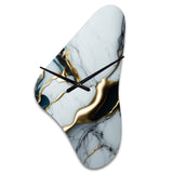 Abstract Geode Gold And White Marble II - Asymmetric Metal Wall Clock