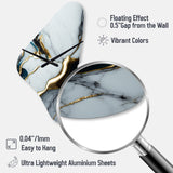 Abstract Geode Gold And White Marble II - Asymmetric Metal Wall Clock