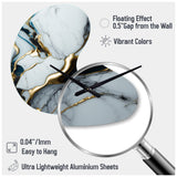 Abstract Geode Gold And White Marble II - Asymmetric Metal Wall Clock