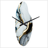 Abstract Geode Gold And White Marble II - Asymmetric Metal Wall Clock