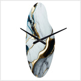 Abstract Geode Gold And White Marble II - Asymmetric Metal Wall Clock