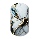 Abstract Geode Gold And White Marble II - Asymmetric Metal Wall Clock