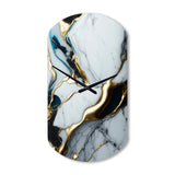 Abstract Geode Gold And White Marble II - Asymmetric Metal Wall Clock