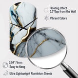Abstract Geode Gold And White Marble II - Asymmetric Metal Wall Clock