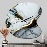 Abstract Geode Gold And White Marble II - Asymmetric Metal Wall Clock