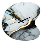 Abstract Geode Gold And White Marble II - Asymmetric Metal Wall Clock