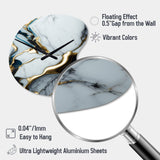 Abstract Geode Gold And White Marble II - Asymmetric Metal Wall Clock