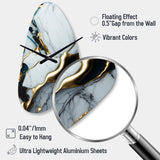 Abstract Geode Gold And White Marble II - Asymmetric Metal Wall Clock