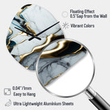Abstract Geode Gold And White Marble II - Asymmetric Metal Wall Clock