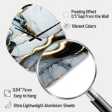 Abstract Geode Gold And White Marble II - Asymmetric Metal Wall Clock
