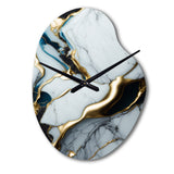 Abstract Geode Gold And White Marble II - Asymmetric Metal Wall Clock