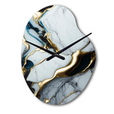Abstract Geode Gold And White Marble II - Asymmetric Metal Wall Clock