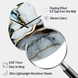Abstract Geode Gold And White Marble II - Asymmetric Metal Wall Clock