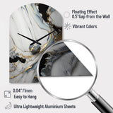 Abstract Geode Gold And White Marble III - Asymmetric Metal Wall Clock