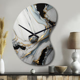 Abstract Geode Gold And White Marble III - Asymmetric Metal Wall Clock