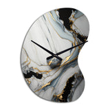 Abstract Geode Gold And White Marble III - Asymmetric Metal Wall Clock