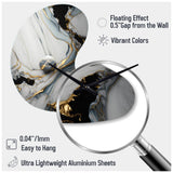 Abstract Geode Gold And White Marble III - Asymmetric Metal Wall Clock