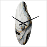 Abstract Geode Gold And White Marble III - Asymmetric Metal Wall Clock