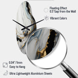 Abstract Geode Gold And White Marble III - Asymmetric Metal Wall Clock