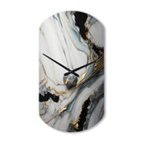 Abstract Geode Gold And White Marble III - Asymmetric Metal Wall Clock