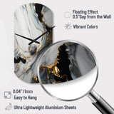 Abstract Geode Gold And White Marble III - Asymmetric Metal Wall Clock
