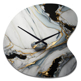 Abstract Geode Gold And White Marble III - Asymmetric Metal Wall Clock