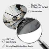 Abstract Geode Gold And White Marble III - Asymmetric Metal Wall Clock