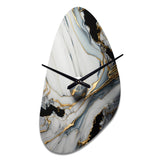Abstract Geode Gold And White Marble III - Asymmetric Metal Wall Clock