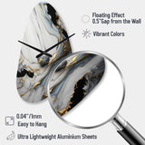 Abstract Geode Gold And White Marble III - Asymmetric Metal Wall Clock