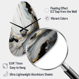 Abstract Geode Gold And White Marble III - Asymmetric Metal Wall Clock