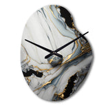 Abstract Geode Gold And White Marble III - Asymmetric Metal Wall Clock